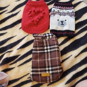 XS gently used doggie sweaters & jacket.